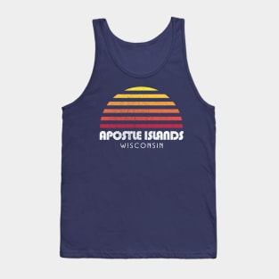 Apostle Islands Wisconsin Retro Sunset Tank Top